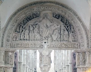 Abbaye de Vézelay (89), le tympan de la basilique Sainte-Marie-Madeleine. XIIe siècle
