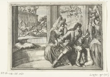 Page de titre pour le pamphlet : De Hobbel in de Wacht, op de Haasejagt, 1702