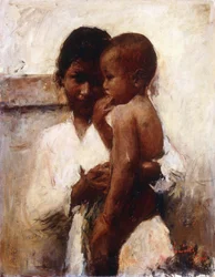 Affection, une Beauté Javanaise Tenant un Enfant