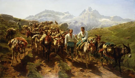 Muletiers espagnols traversant les Pyrénées, 1857