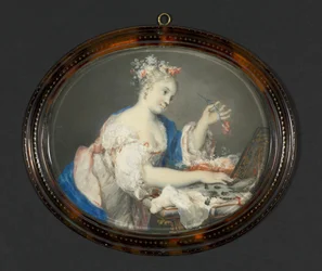 Une Femme Mettant des Fleurs dans Ses Cheveux, c. 1710