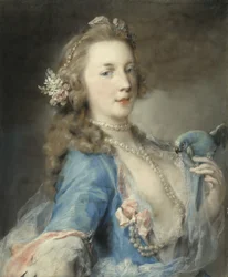 Une jeune dame avec un perroquet, vers 1730