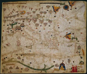 Carte nautique de la mer Méditerranée et de la mer Noire, années 1440