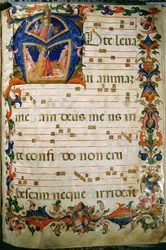 Corale / Graduale no.5 Initiale historiée "A" représentant le roi David et Dieu le Père