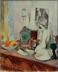 Nature morte avec carafe et sculpture