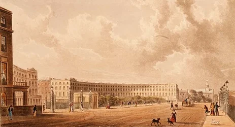 Le Croissant, Portland Place, aquatinte publiée en 1822