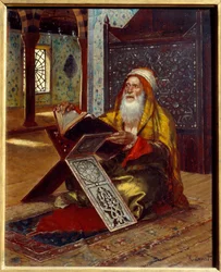 Le bureau. Un imam lisant le Coran. Peinture de Rudolph (ou Rudolphe) Ernst (1854-1932) XIXe siècle Nantes, Musée des Beaux-Arts
