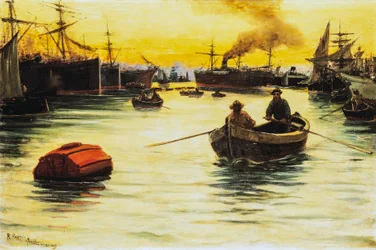 Coucher de soleil au port