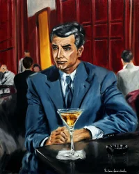 Cary Grant dans North by Northwest, 2023 (huile sur toile)