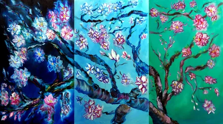 Triptyque de fleurs éternelles, 2024 (huile sur toile)