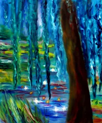 Monet Jardin japonais à Giverny Panneau droit, 2024 (huile sur toile)