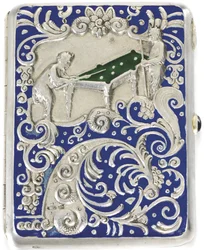 Boîte à cigarettes avec deux satyres jouant au billard russe, 1884