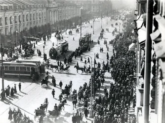 Manifestation à Saint-Pétersbourg contre le massacre de Lena en Sibérie, avril 1912