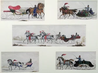 Traîneaux tirés par des chevaux russes