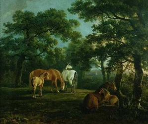 Chevaux dans un paysage