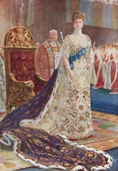 La reine Mary en robes de couronnement