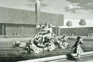 La fontaine de Neptune et Thétis au palais du Belvédère, Vienne, gravée par Jakob Gottlieb Thelott, publiée vers 1730-40