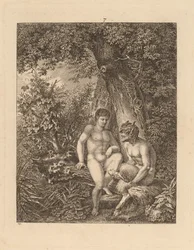Deux satyres dans une forêt