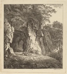 Deux bergers dans un paysage rocheux