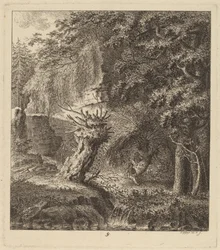 Paysage boisé avec un arbre émondé, 1764
