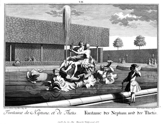 Vue de la fontaine de Neptune et de Thétis