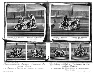 Six fontaines différentes du grand jardin