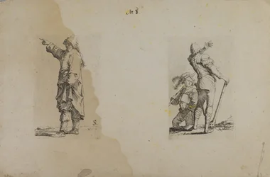 (Série de figurines) Homme debout avec chapeau long, pointant du doigt