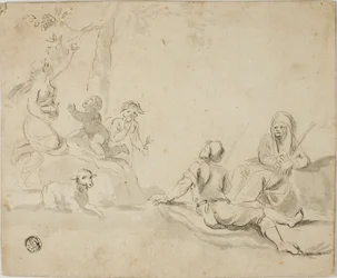 Cueilleurs de pommes et bergers au repos