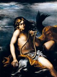Arion sur le dauphin, par Salvator Rosa (1615-1673), huile sur toile