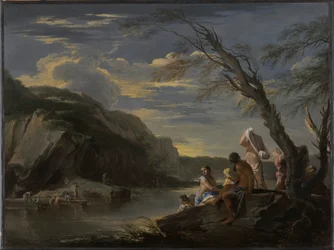 Paysage avec baigneurs