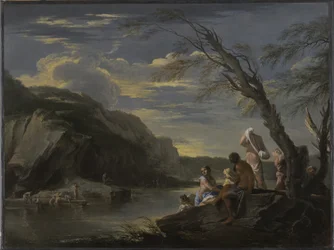 Paysage avec baigneurs