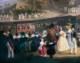 Ferdinand II en train lors du voyage inaugural du chemin de fer Naples-Portici, 4 octobre