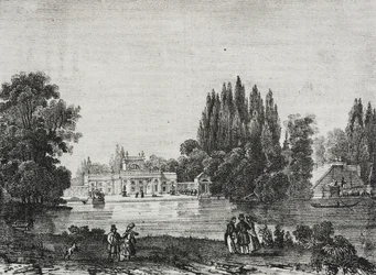 Palais Lazienki, Varsovie, Pologne, lithographie de Salvatore Puglia de Poliorama Pittoresco, n 48, 9 juillet