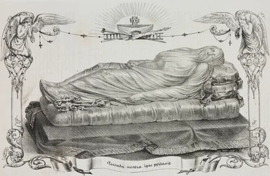 Christ voilé par Giuseppe Sanmartino (vers 1720-1793), Cappella Sansevero, Naples, Campanie, Italie, lithographie de Salvatore Puglia de Poliorama Pittoresco, n 33, 26 mars