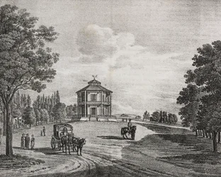 Prater de Vienne, Autriche (lithographie de Salvatore Puglia de Poliorama Pittoresco, n 34, 29 mars)