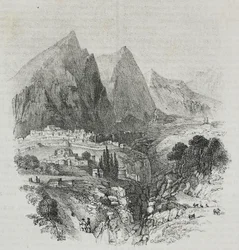 Vue du mont Parnasse depuis Delphes, Grèce
