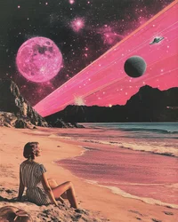 Plage cosmique rose