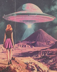 Monde extraterrestre des ovnis roses