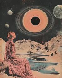Une femme contemplant le cosmos