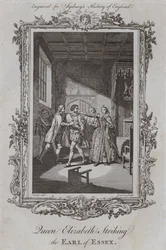 La reine Élisabeth frappant le comte d