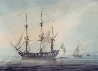 Paysage marin avec une frégate