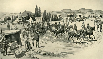 Lord Roberts et son état-major partant pour une reconnaissance depuis le quartier général à Smaldeel, 1901