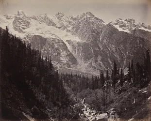 Scène dans le haut Himalaya. Vue dans la vallée de Manga