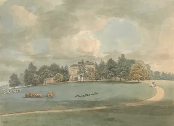 Maison de campagne avec des personnages sur l