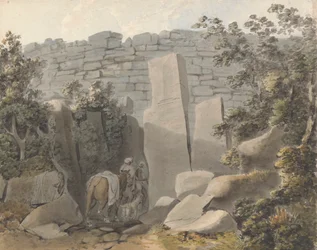 Autochtone et cavalier près d