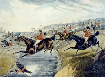 La grande chasse au renard du Leicestershire, planche 2, gravé par Charles Hunt