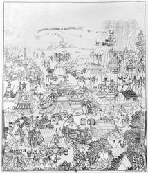 Le Campement du Roi Henri VIII à Marquison, juillet 1544 (gravé par James Basire, 1788)