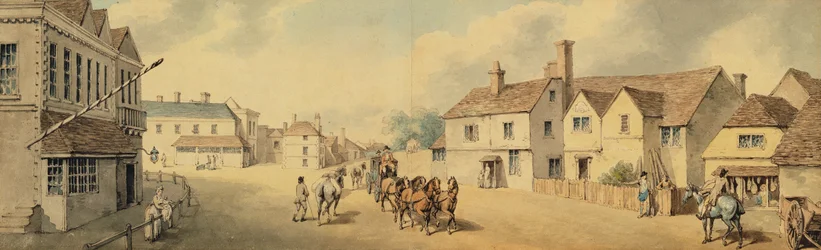 Une voiture à quatre chevaux passant par Chippenham, Wiltshire