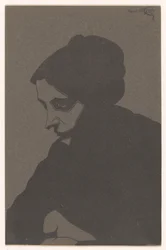 Femme de trois quarts vers la gauche, avec ombre portée