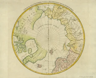Carte des pays à trente degrés autour du pôle Nord, de 